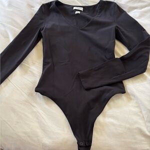 Aritzia Black Long Sleeve V-Neck Bodysuit
